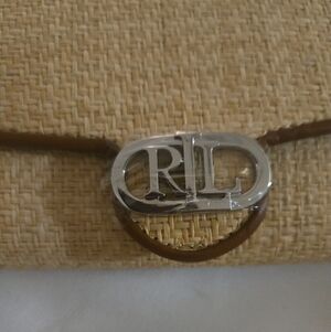 Ralph Lauren Tan Woven Clutch with Silver Accent